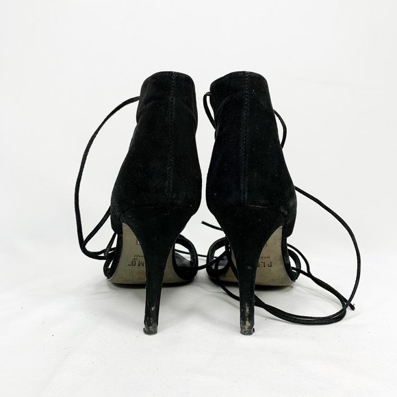 PLOMO Black Suede Ally Heeled Sandals - Picture 6 of 7
